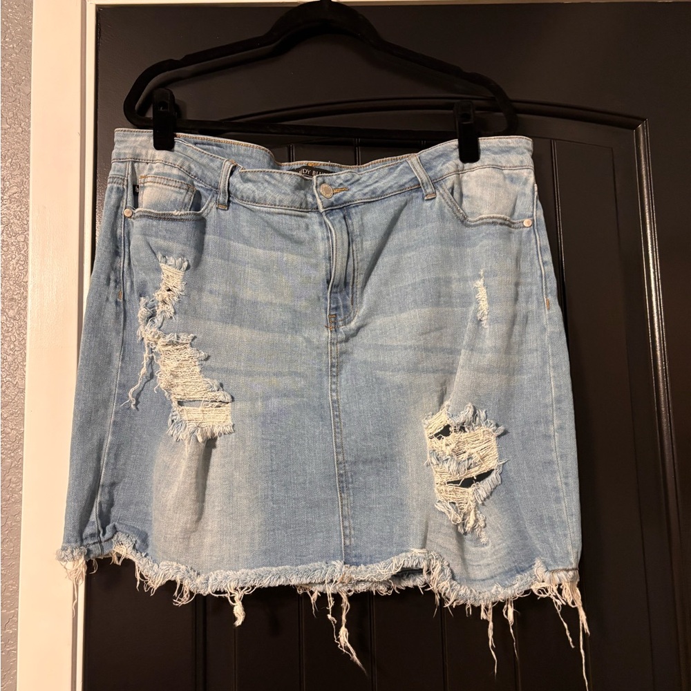 Judy Blue Distressed Denim Skirt, Size 3X